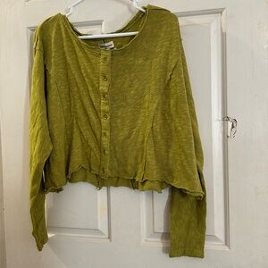 Urban Outfitters Olive-Style Button Front Long Sleeve Top